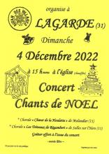 Concert chants de Noël à Lagarde